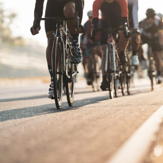 Cycling group training in the morning